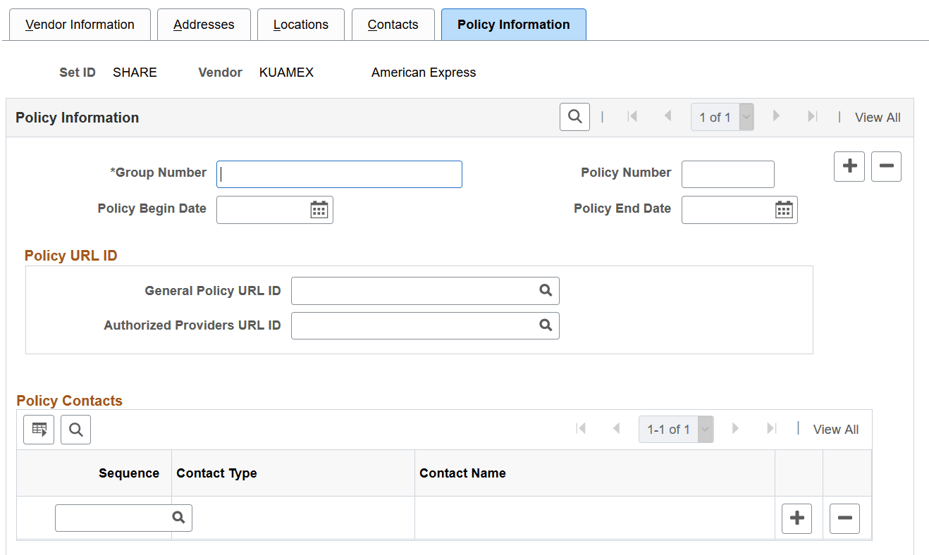 Policy Information page