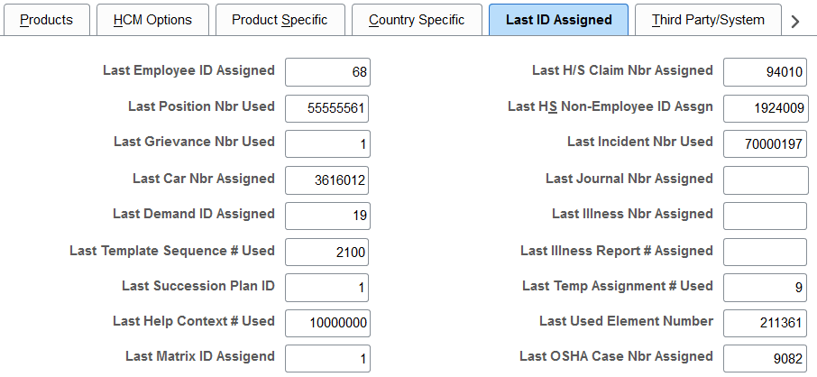 Last ID Assigned page