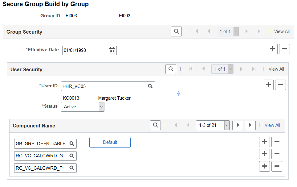 Security by Group page