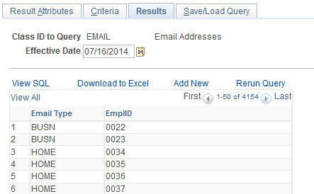 Query Builder - Results page