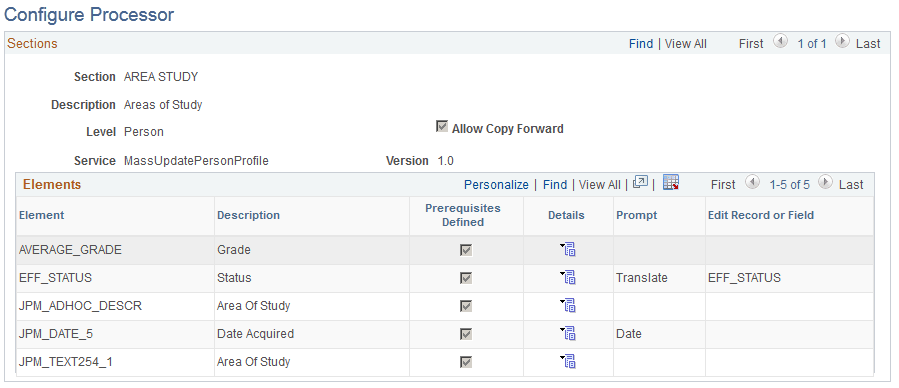 Configure Processor page