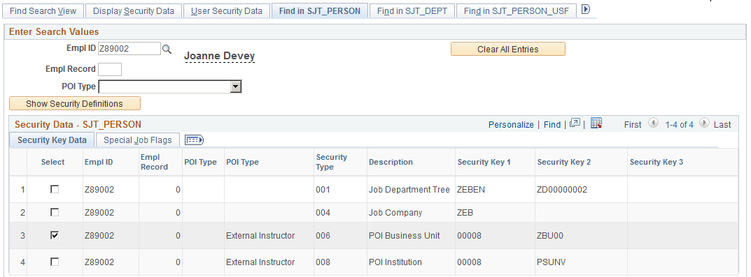 Find in SJT_PERSON page (1 of 2)