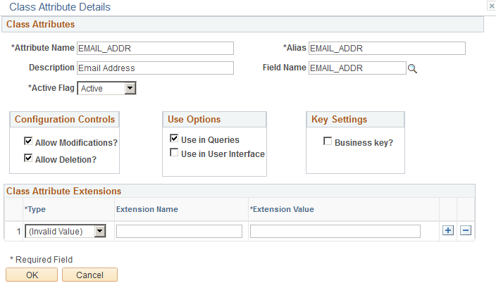 Class Attribute Details page