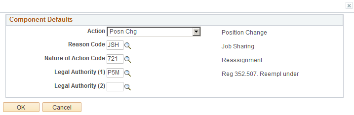 Components Defaults page