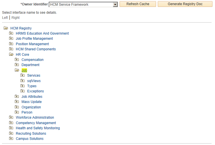 Service Registry page (2 of 2)