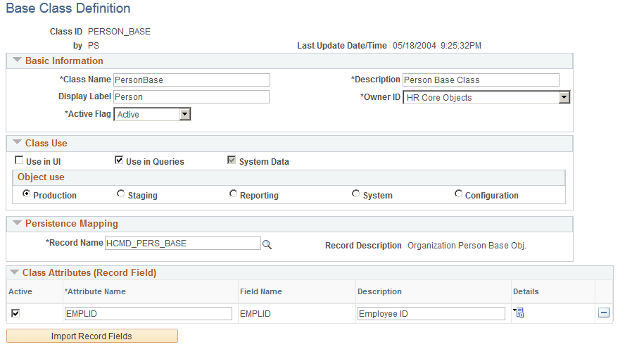 Base Class Definition page (1 of 2)