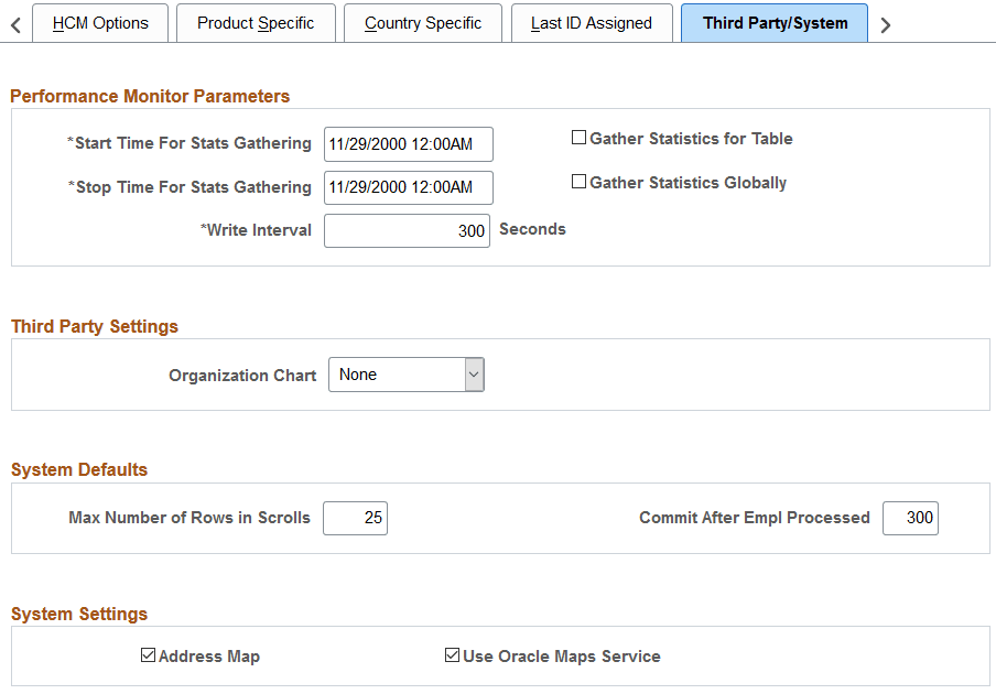 Third Party/System page