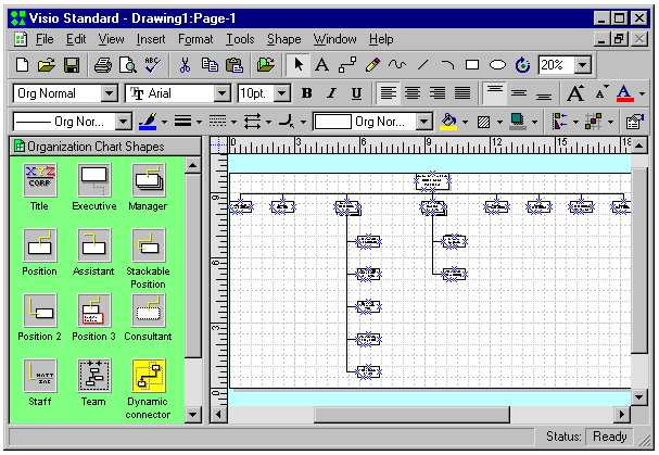 Example of a department organization chart in Visio