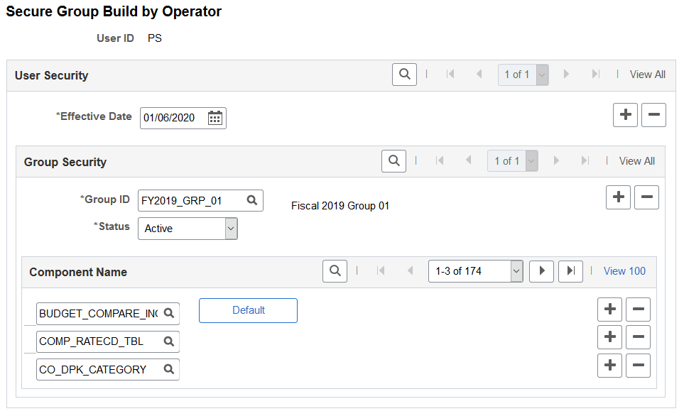Security Group Build by Operator page