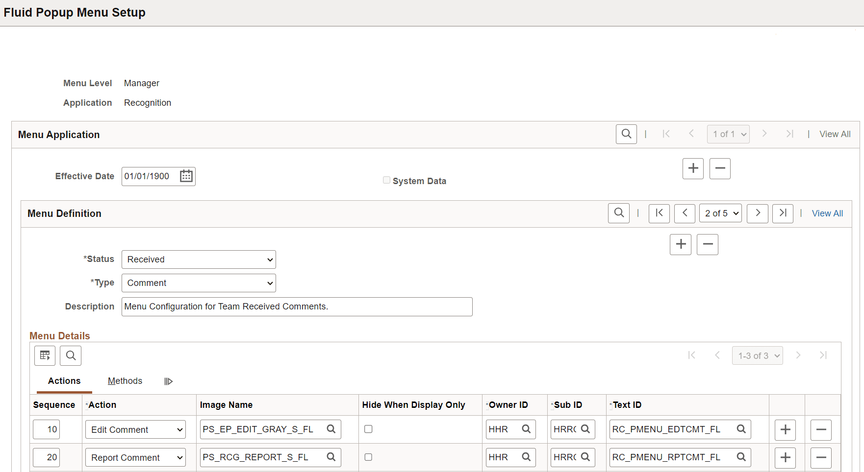 Fluid Popup Menu Setup page