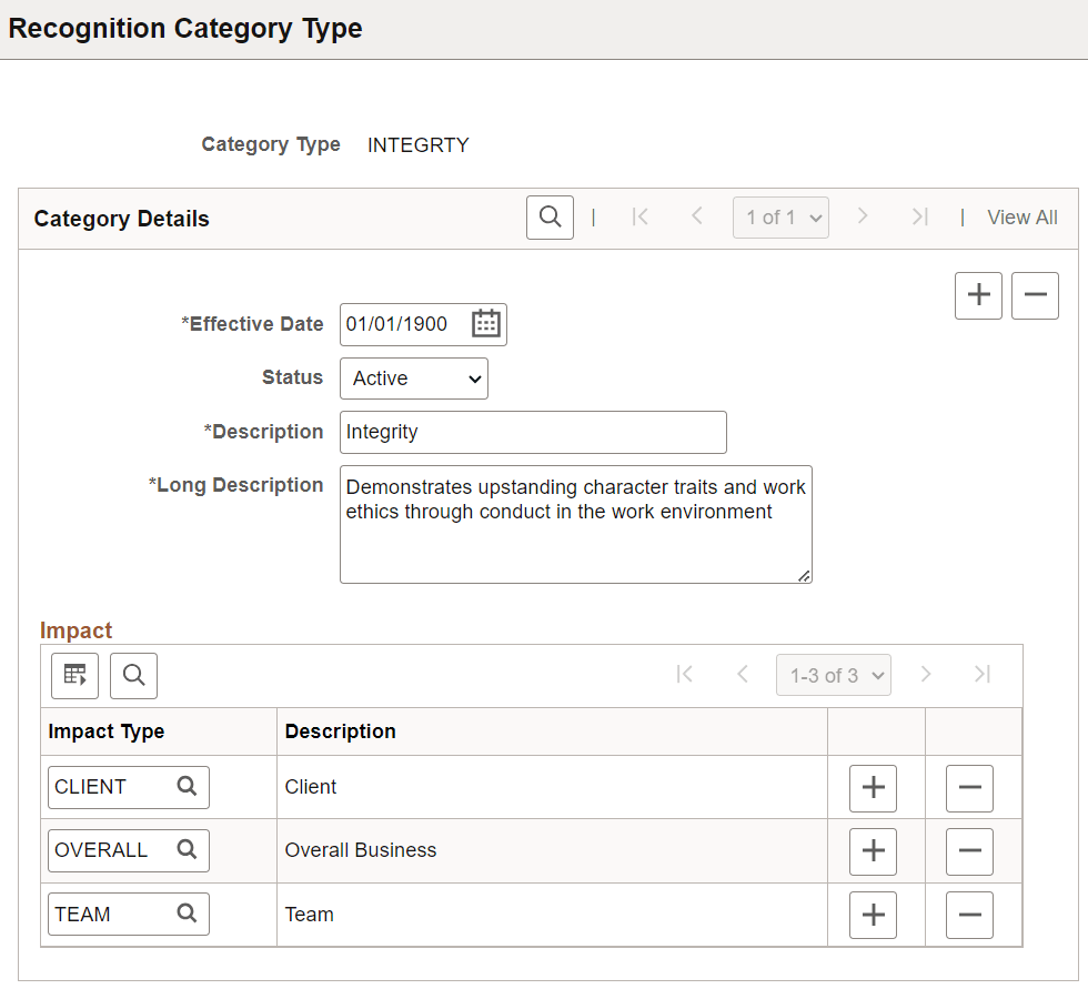 Recognition Category Type page