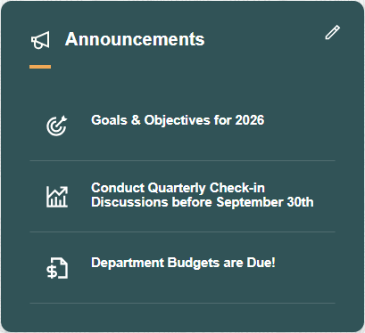 Announcements section