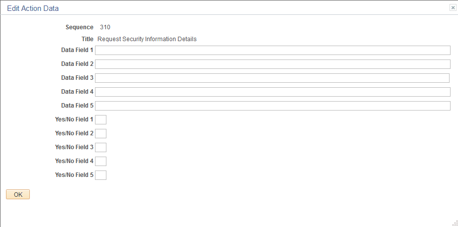Edit Action Data page