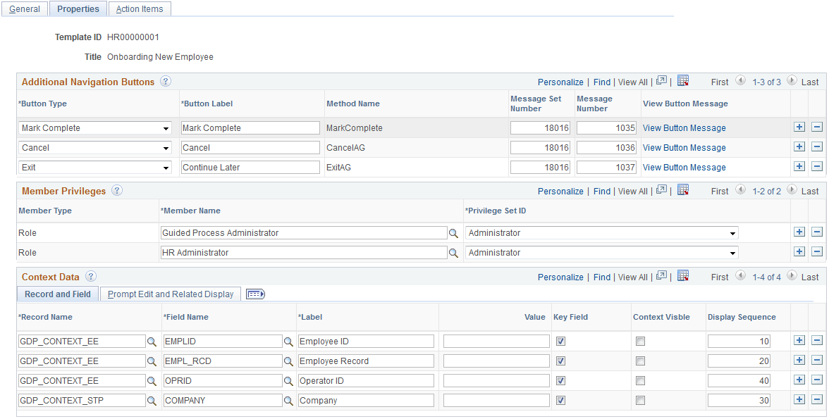 Define Guided Process - Properties page