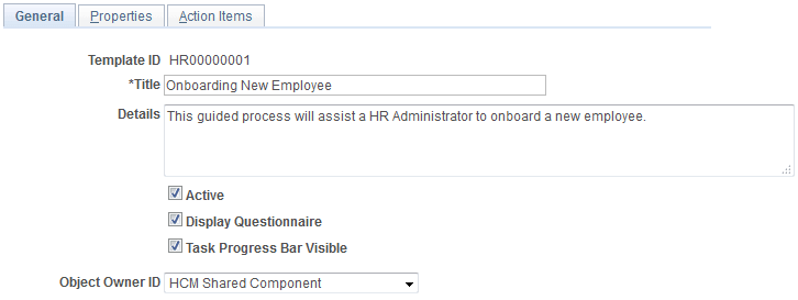 Define Guided Process - General page