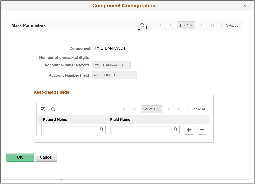 Component Configuration (Account Number) modal