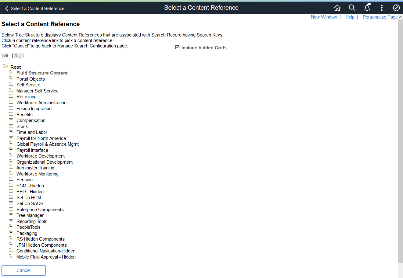 Select a Content Reference page