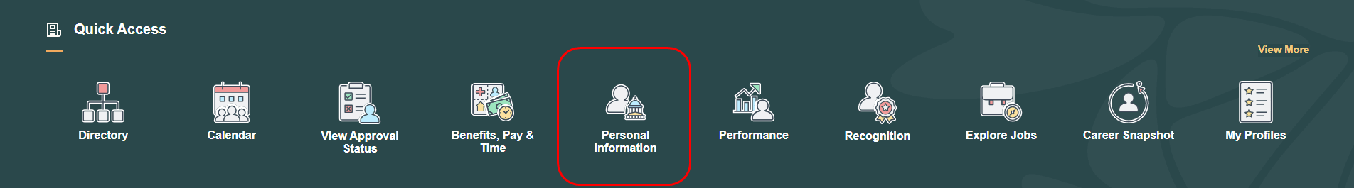 (USF) Quick Access section for federal users