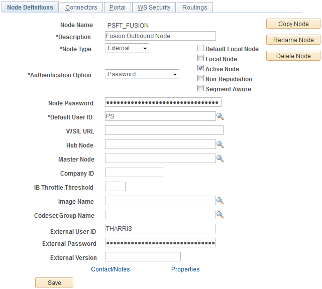 Node Definitions page