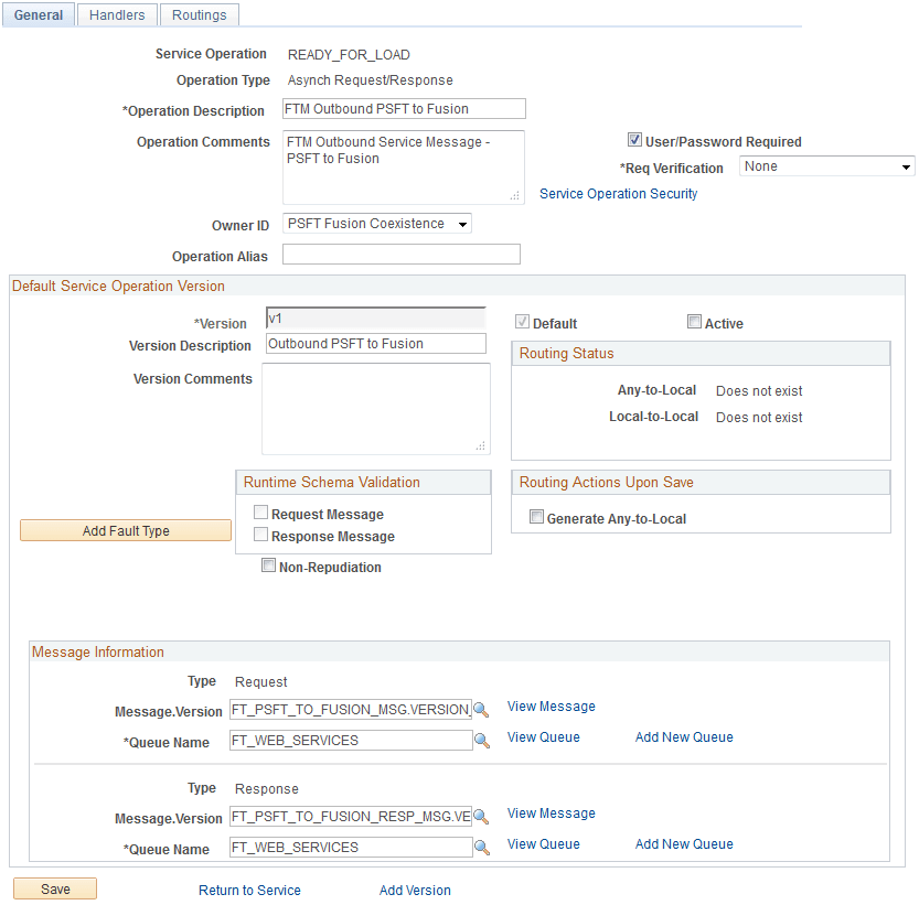 Service Operations - General page