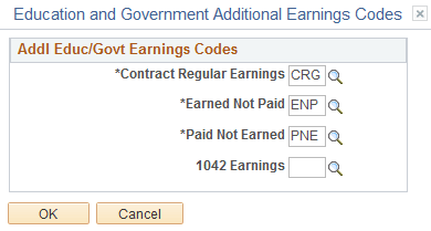 Education and Government Additional Earnings Codes page