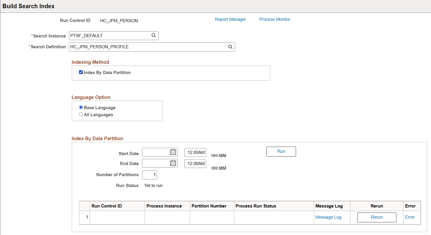 Build Search Index page