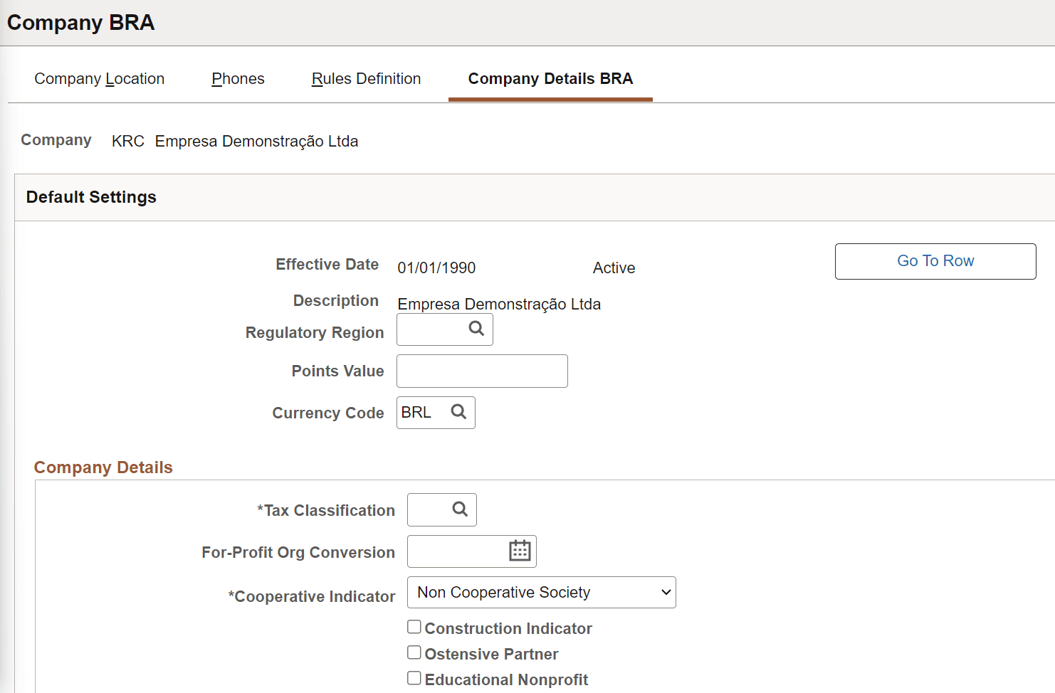 Company Details BRA page (1 of 2)