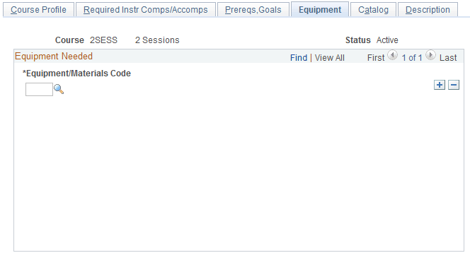 Courses - Equipment page