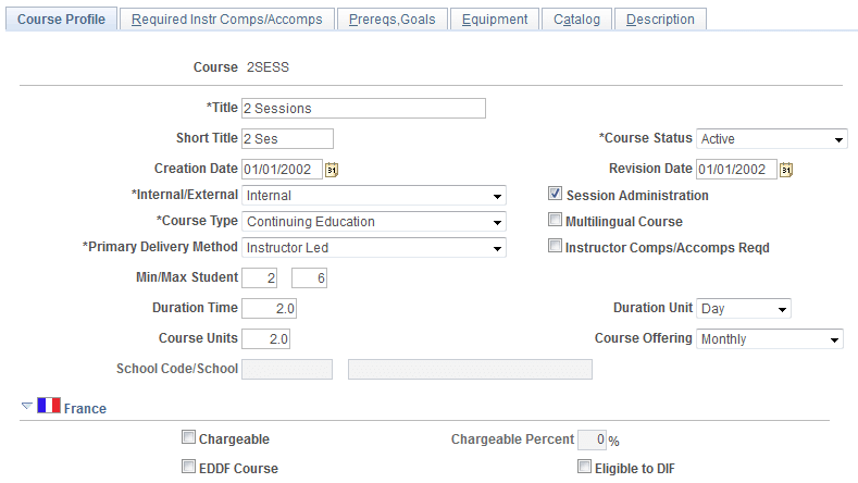 Courses - Course Profile page
