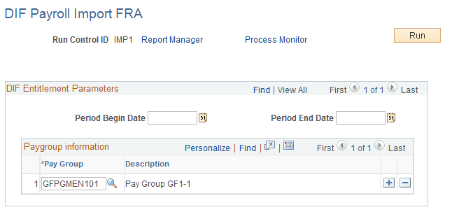 DIF Payroll Import FRA page
