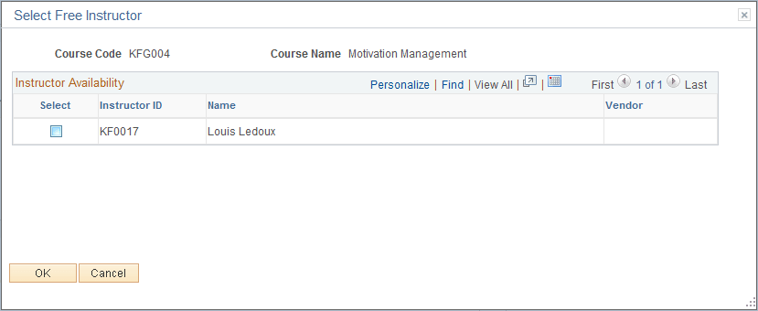 Course Sessions - Select Free Instructor page