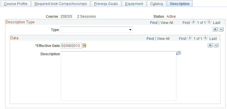 Courses - Description page