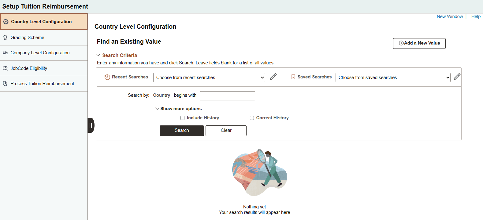 Setup Tuition Reimbursement navigation collection