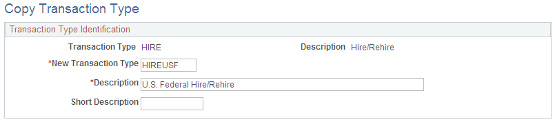 Copy Transaction Type page