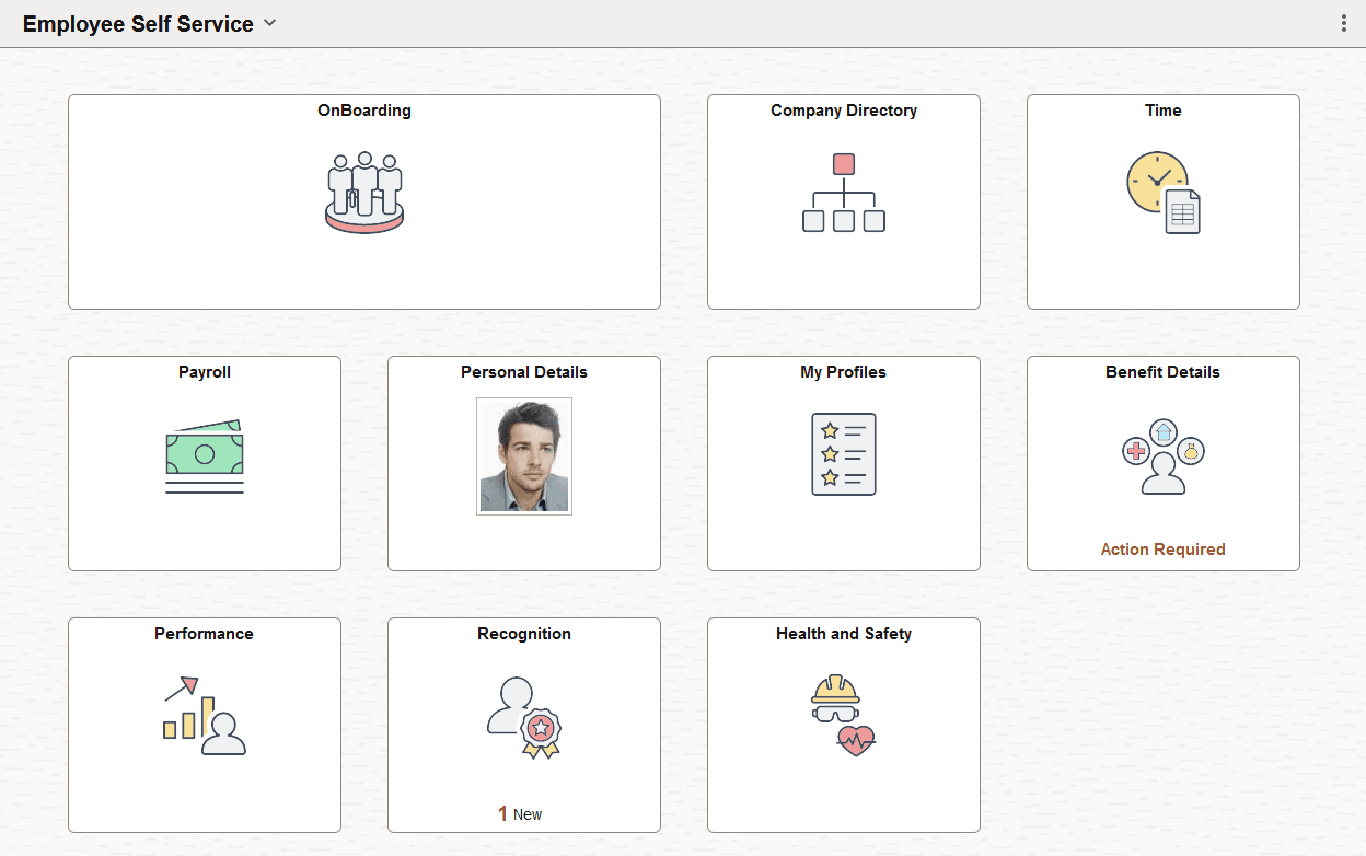 Example of the OnBoarding tile available on the Employee Self Service homepage