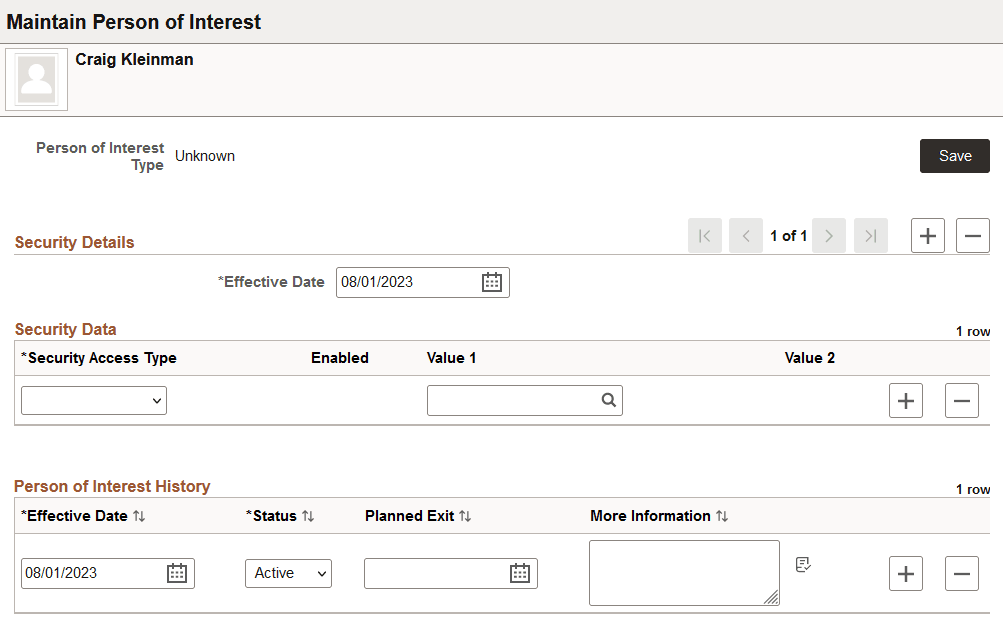 Maintain Person of Interest page