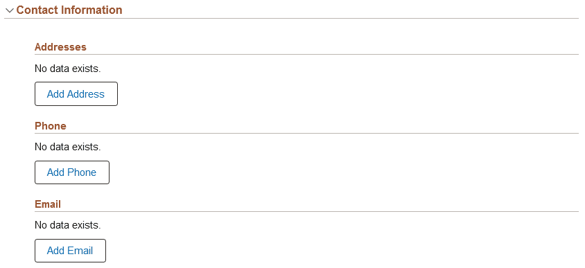 Person Data Page - Contact Information Section