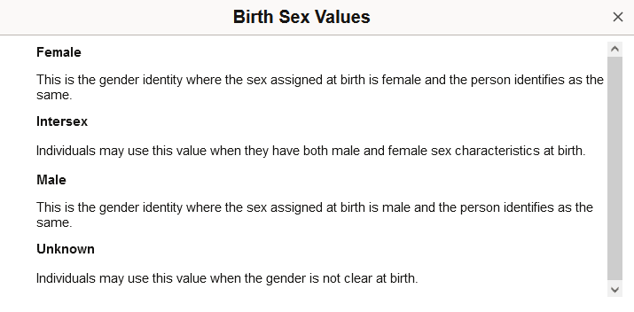 (Fluid) Birth Sex Values page