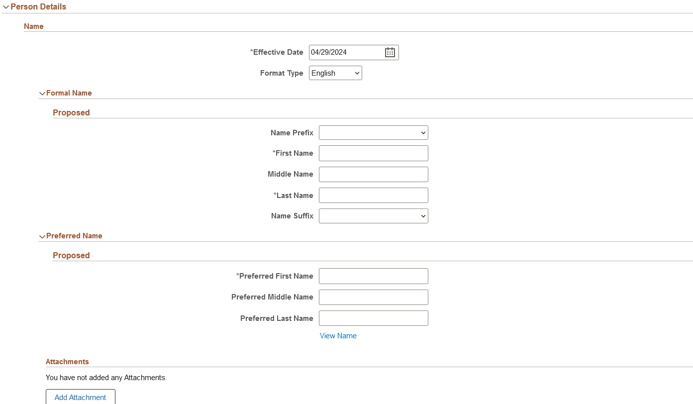 Person Data Page - Person Details Section when Use Formal and Display Name Groups is enabled
