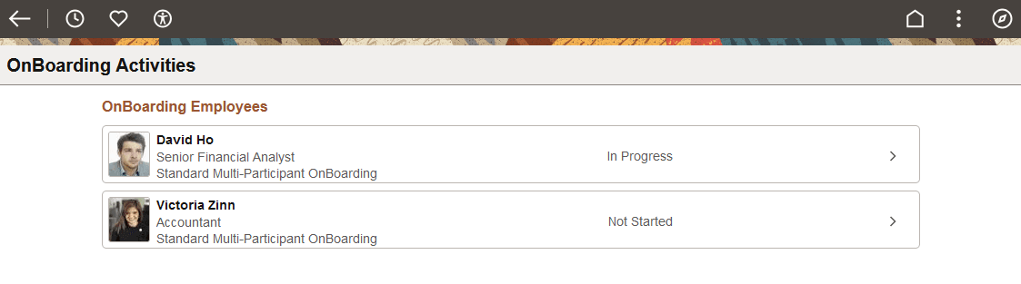 OnBoarding Activities Page (for Managers)