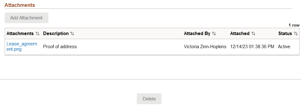 Address page - Attachment from self service