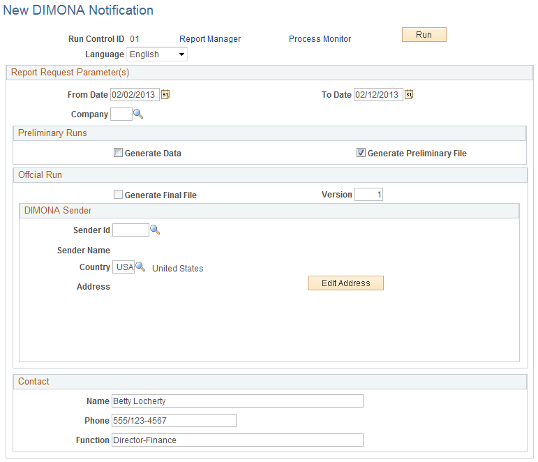 New DIMONA Notification page