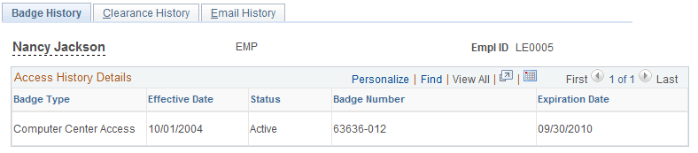 Badge History page