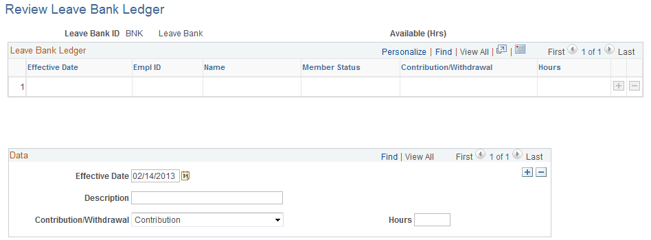 Review Leave Bank Ledger page