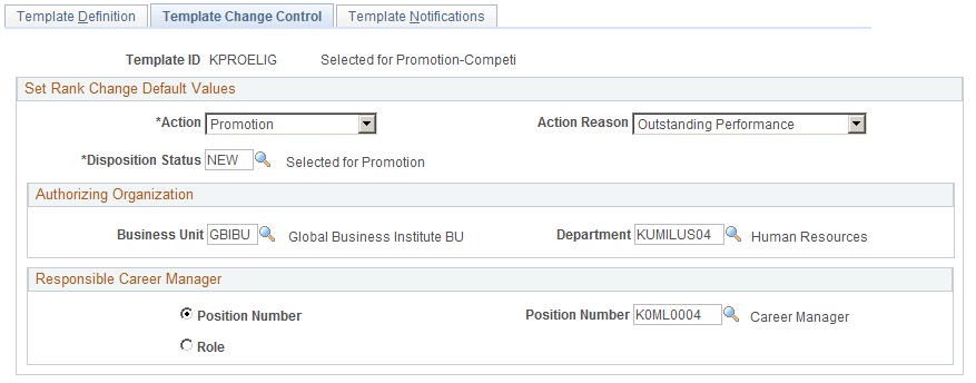 Military Rank Change Template - Template Change Control page