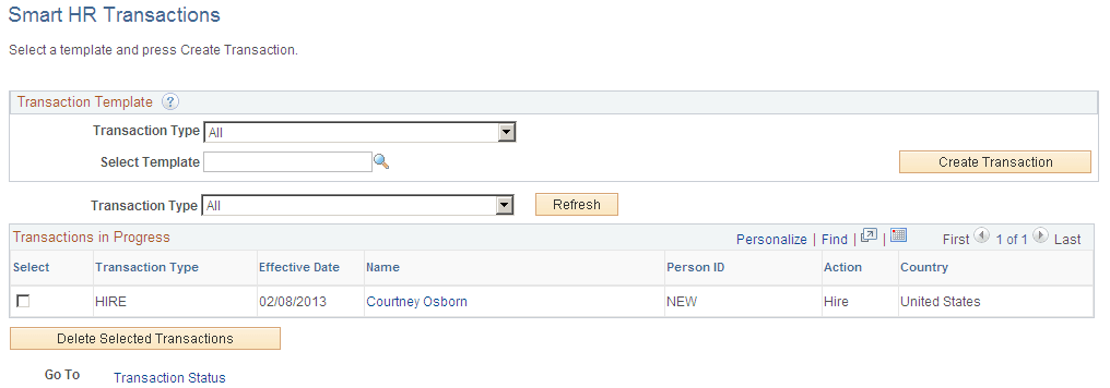 Smart HR Transactions page