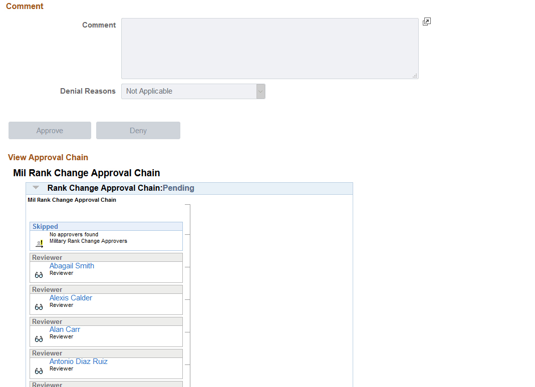 Review Military Rank Change page (2 of 2)