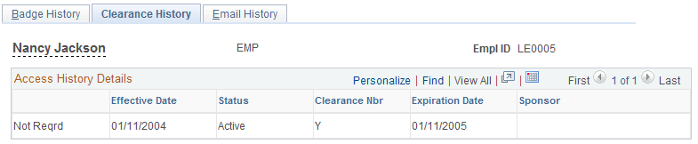 Clearance History page