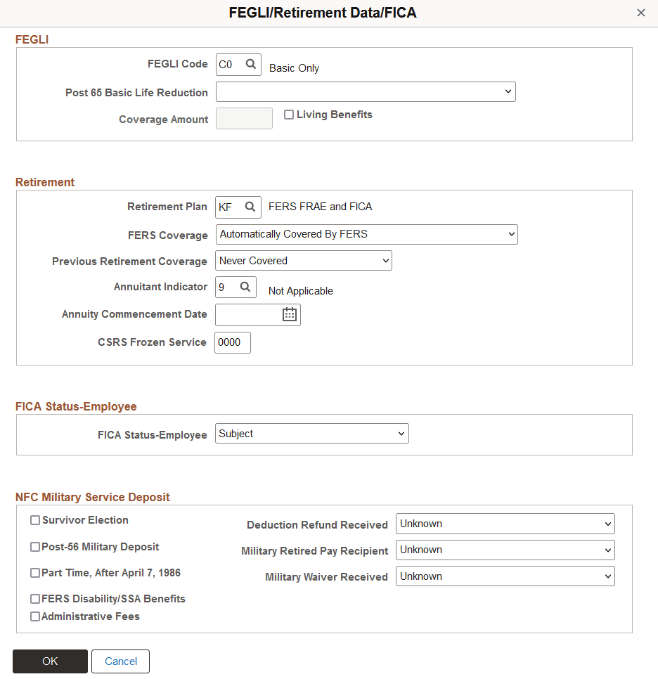 FEGLI/Retirement Data/FICA page