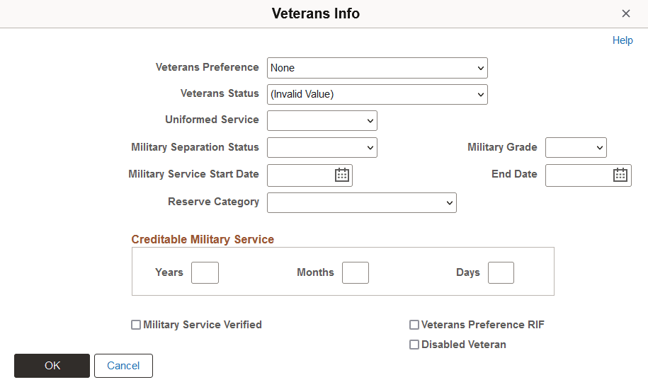 Veterans Info page